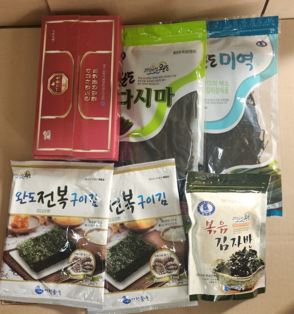 수산물 가득 세트 전복구이김 2봉, 볶음김자반 1봉, 멸치 350g, 미역 100g 1봉, 다시마 100g 1봉